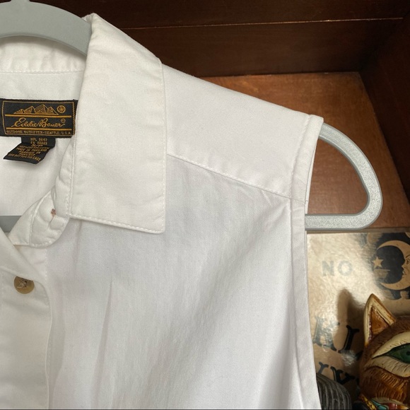 Eddie Bauer Vintage White Button Down Sleeveless Dress size small - Picture 3 of 6